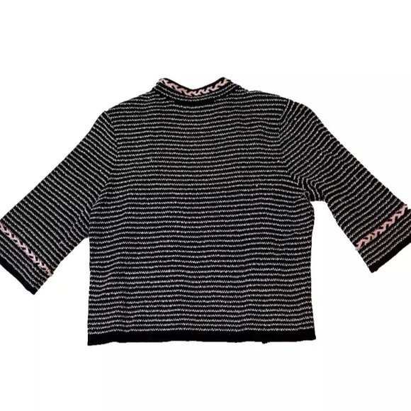 Ming Wang Black/Pink Cardigan Open Blazer Womens Size PL 100% Filament Acrylic - Picture 5 of 13